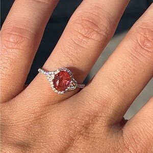 Elegant Silver and Red Gemstone Ring